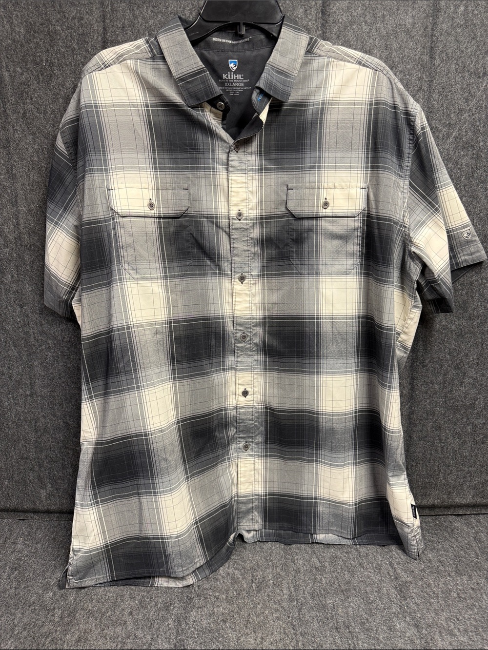Kuhl Men’s Short-Sleeve Plaid Button-Down Shirt - Black & White